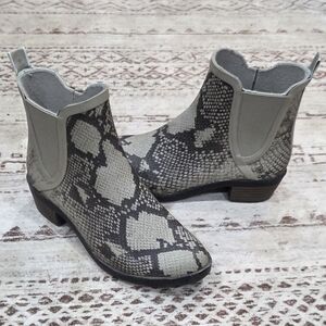 Lucky Brand Womens Leather Upper Rubber Chinchilla Snake Basel Rainboot Size 7